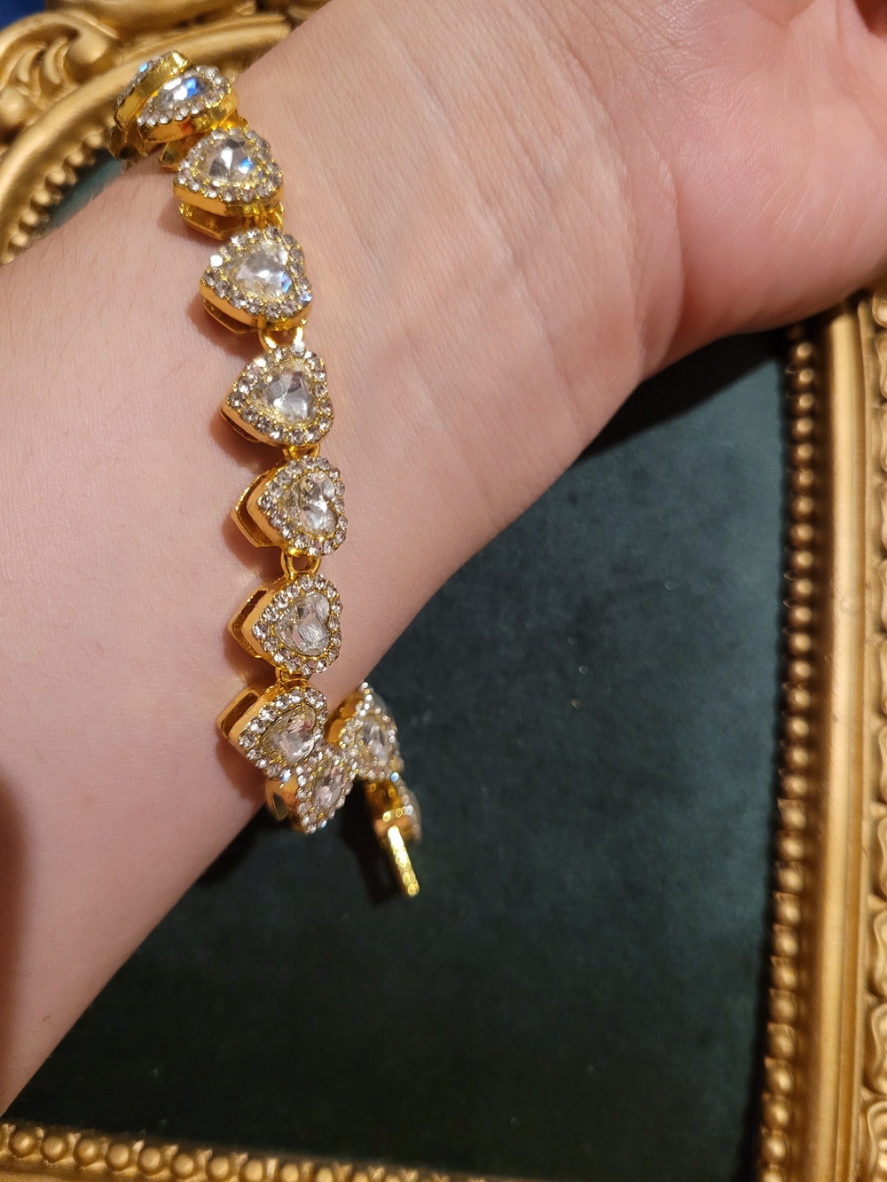 Gold Heart Cubic Zirconia Tennis Bracelet - Women Jewelry